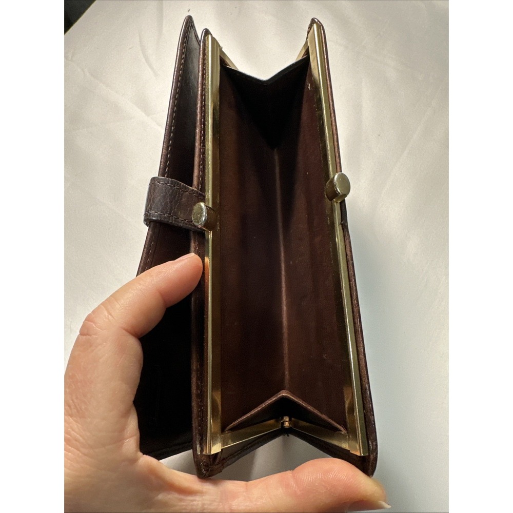 RARE COACH Vintage Brown Leather Wallet Organizer Checkbook Coin Purse Gold Tone - Picture 6 of 16
